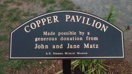 Entrance sign for the Copper Pavilion.