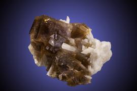 Fluorite and celestine, White Rock Quarry, Clay Center, Ohio. Clay Center is probably the best-known locality for fluorite in Ohio. Donor: P. and J. Clifford. Sepcimen 13 cm wide. Photo by M Schorr. (PJC 07030)