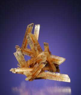 Gypsum, Bristol Mine, Crystal Falls, Michigan. An attractive gypsum crystal group. These crystals grew in only a few years during a hiatus in mining at the Bristol Mine. Specimen 5 cm tall. Photo by G. Robinson. (DM 27494)