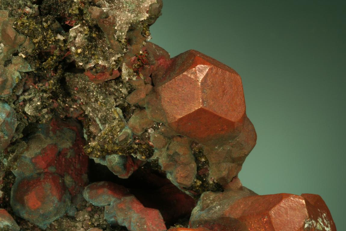 Copper, Quincy Mine, Houghton County, Michigan. A sharp dodecahedron of copper with tetrahexahedral modifications. From the J. T. Reeder collection. Field of view is about 7 cm wide. Photo by J. Jaszczak (JTR 520)