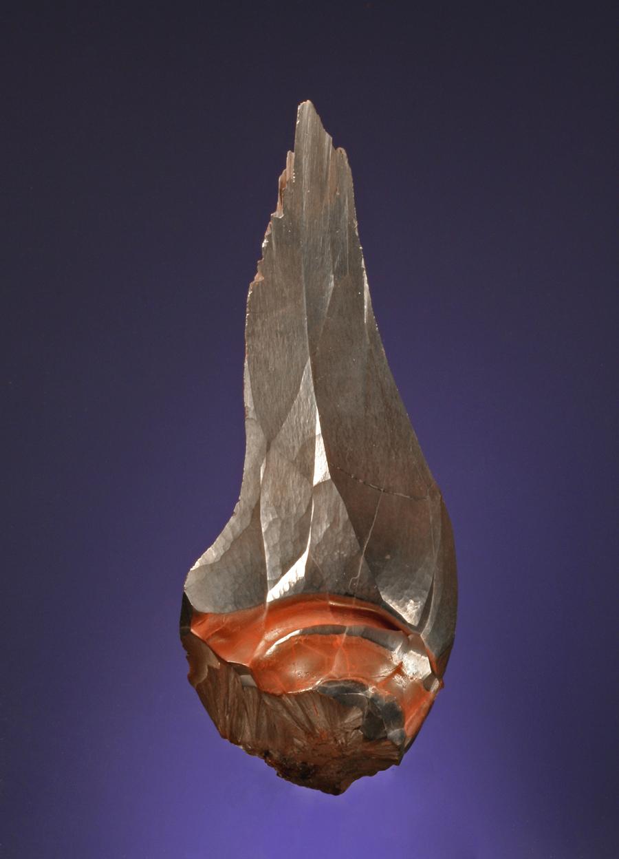 Hematite, Ironwood, Gogebic County, Michigan. Hematite “pencil ore,” perhaps the most attractive variety of hematite iron ores. Donor: F. Smith. Specimen 14 cm tall. Photo by G. Robinson photo. (FS 122) 